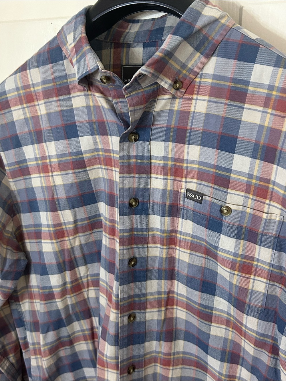 Southern Shirt Co Mens Medium Plaid Button Down Shirt SSCO Cotton Blend - Picture 3 of 7